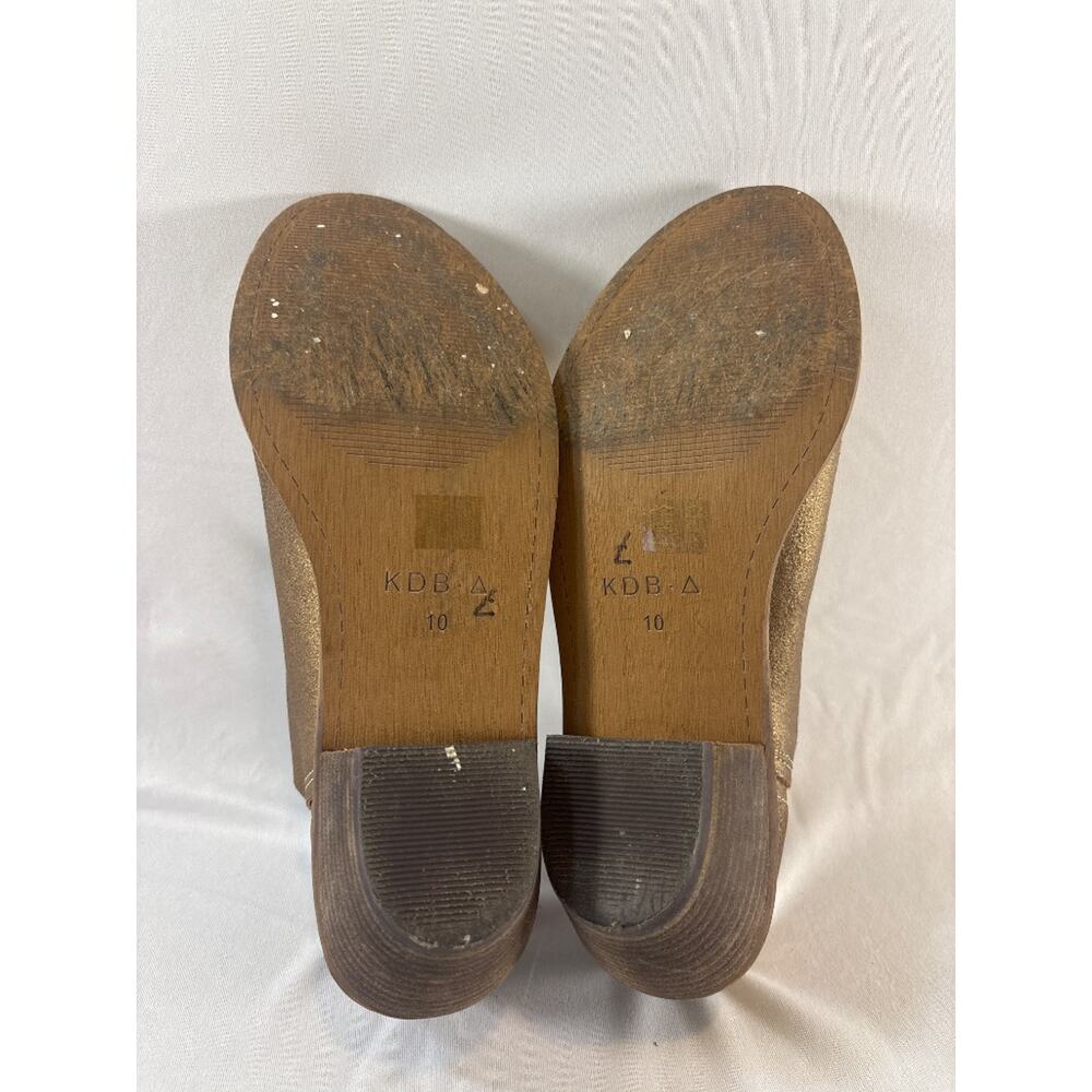 Anthropologie Kelsi Dagger Brooklyn Bronze Metallic Leather Bootie 10 Western - Picture 5 of 6